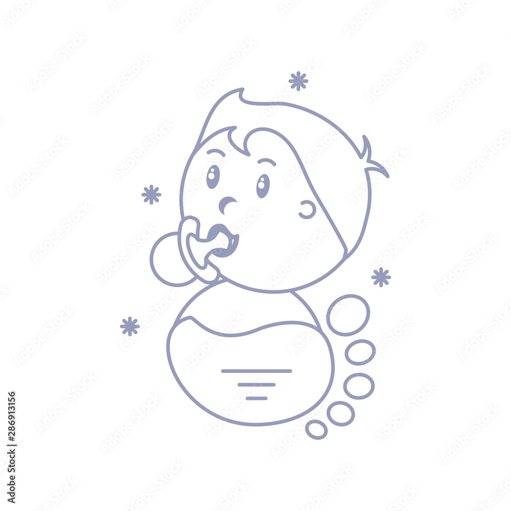 cute baby boy with pacifier and footprint cute baby boy with pacifier and footprint