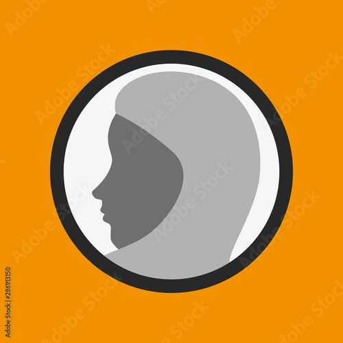 profile of islamic woman with traditional burka in circle