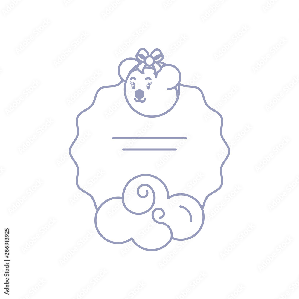 card with head of female bear baby and cloud