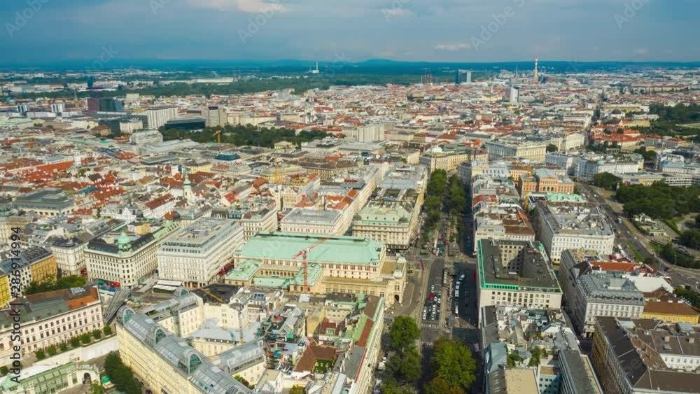 sunny day flight over vienna city center famous opera district aerial panorama 4k timelapse austria sunny day flight over vienna city center famous opera district aerial panorama 4k timelapse austria