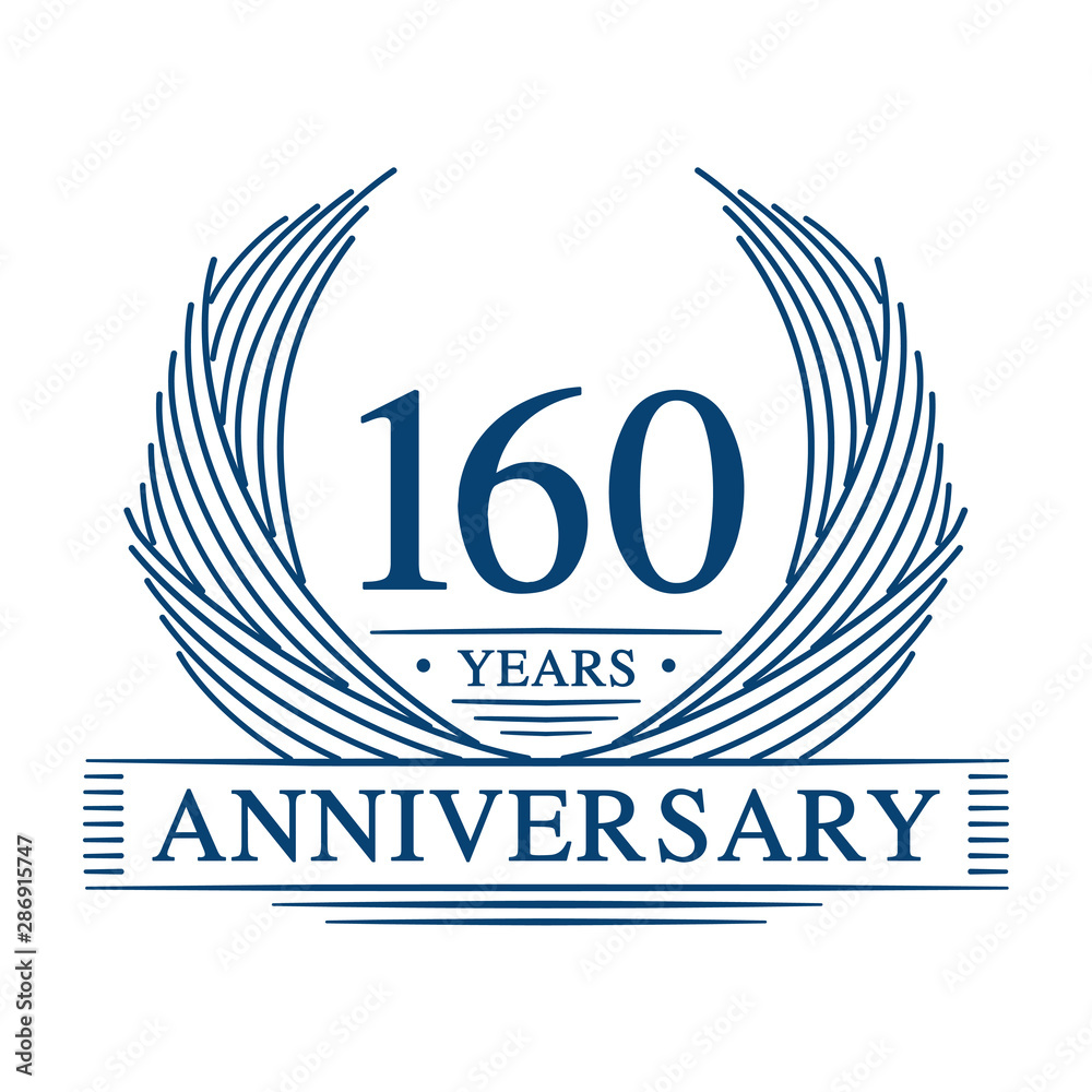 160 years design template. One hundred and sixty years jubilee logo. Vector and illustration. 160 years design template. One hundred and sixty years jubilee logo. Vector and illustration.