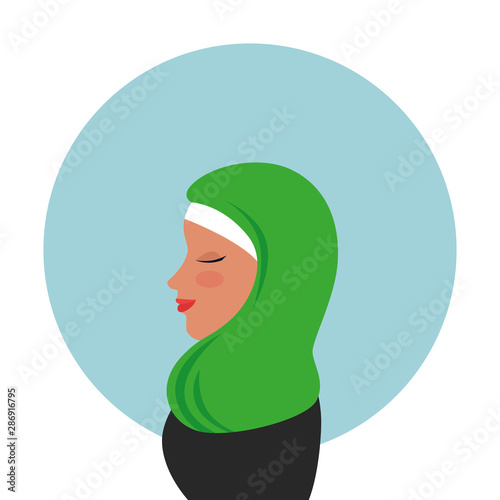 profile of islamic woman with traditional burka