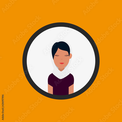 islamic woman with traditional burka in circle