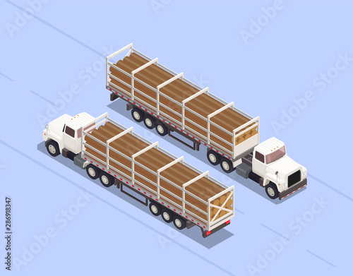 Trailers Isometric Illustration