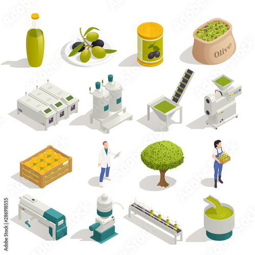 Olive Production Isometric Set