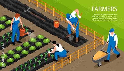 Farmer Isometric Horizontal Composition 