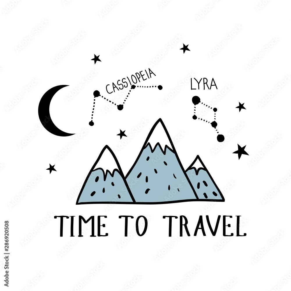 Time to travel. Hand drawn illustration