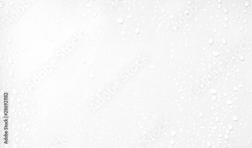 Liquid water drops background image on a white surface