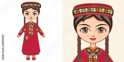 Turkmen girl in national costume