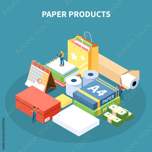Paper Products Isometric Design Concept