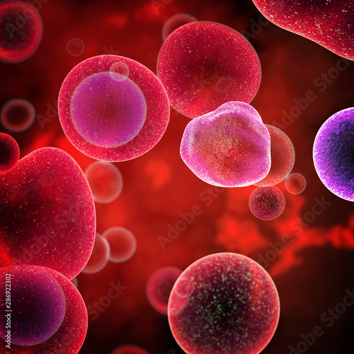 T Cells attacking Cancer Cells- 3D illustration