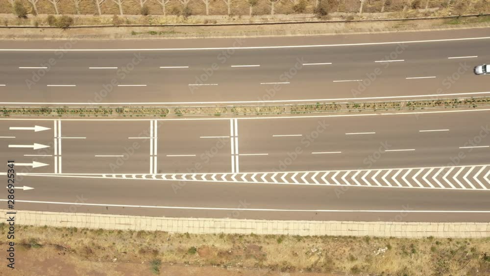 Overhead drone flight of Chinese built highway between Adama and Addis Ababa in Ethiopia Overhead drone flight of Chinese built highway between Adama and Addis Ababa in Ethiopia