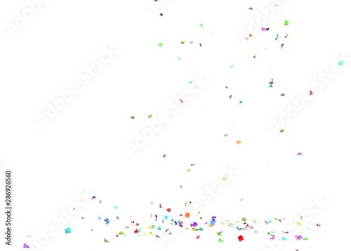 Bright and colorful confetti flying on the floor. Isolated background