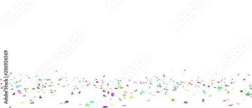 Bright and colorful confetti flying on the floor. Isolated background