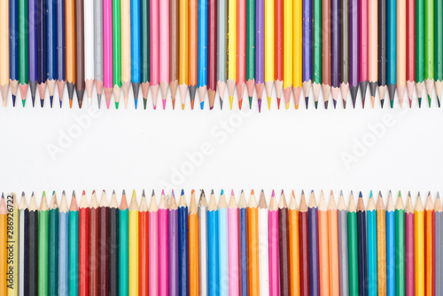 Color pencils isolated on white with copy space