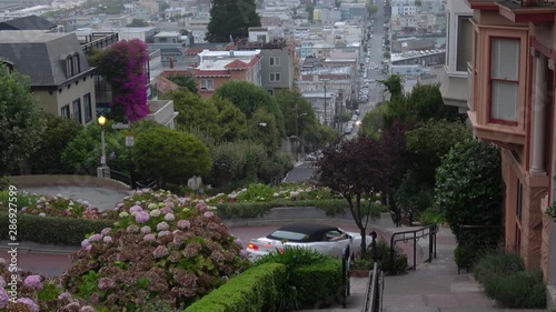 San Francisco Famous Lombard Street. A View down the 