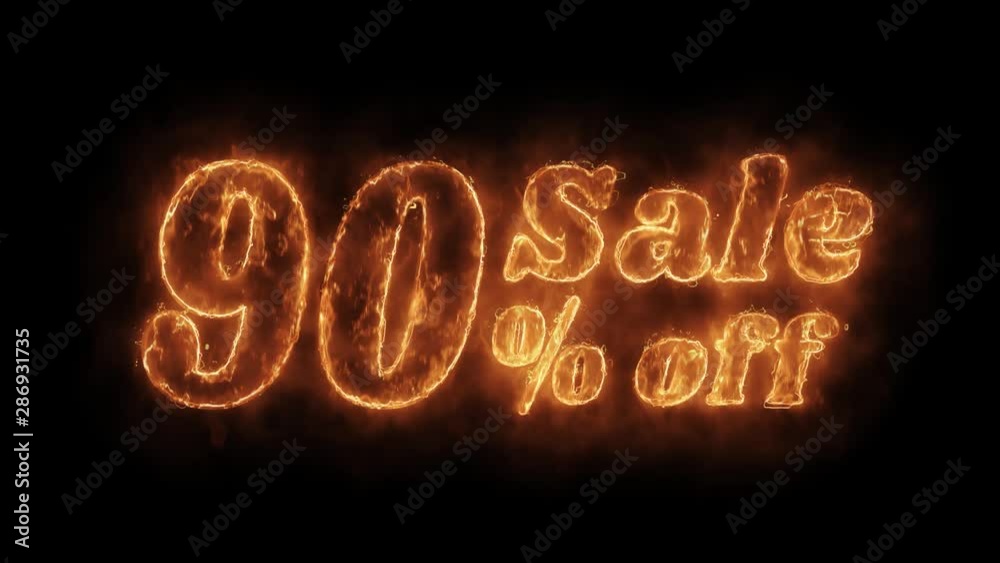 Sale 90 Percent Off Word Hot Animated Burning Realistic Fire Flame and