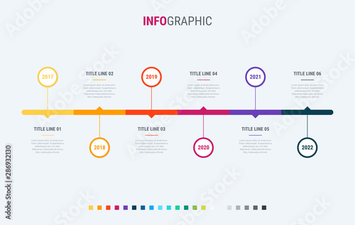 Abstract business circle infographic template with 6 steps. Colorful diagram, timeline and schedule isolated on light background. photo