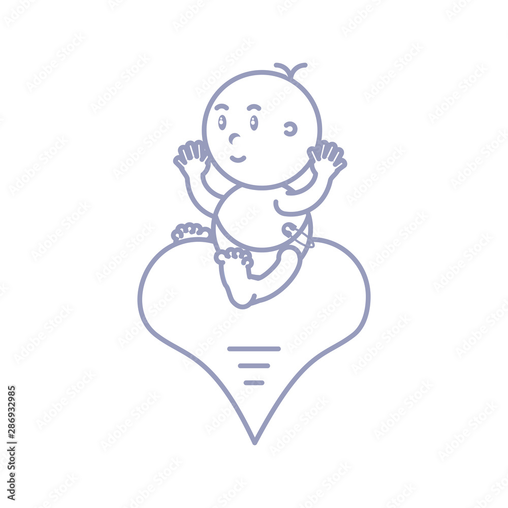 cute baby boy sitting in heart