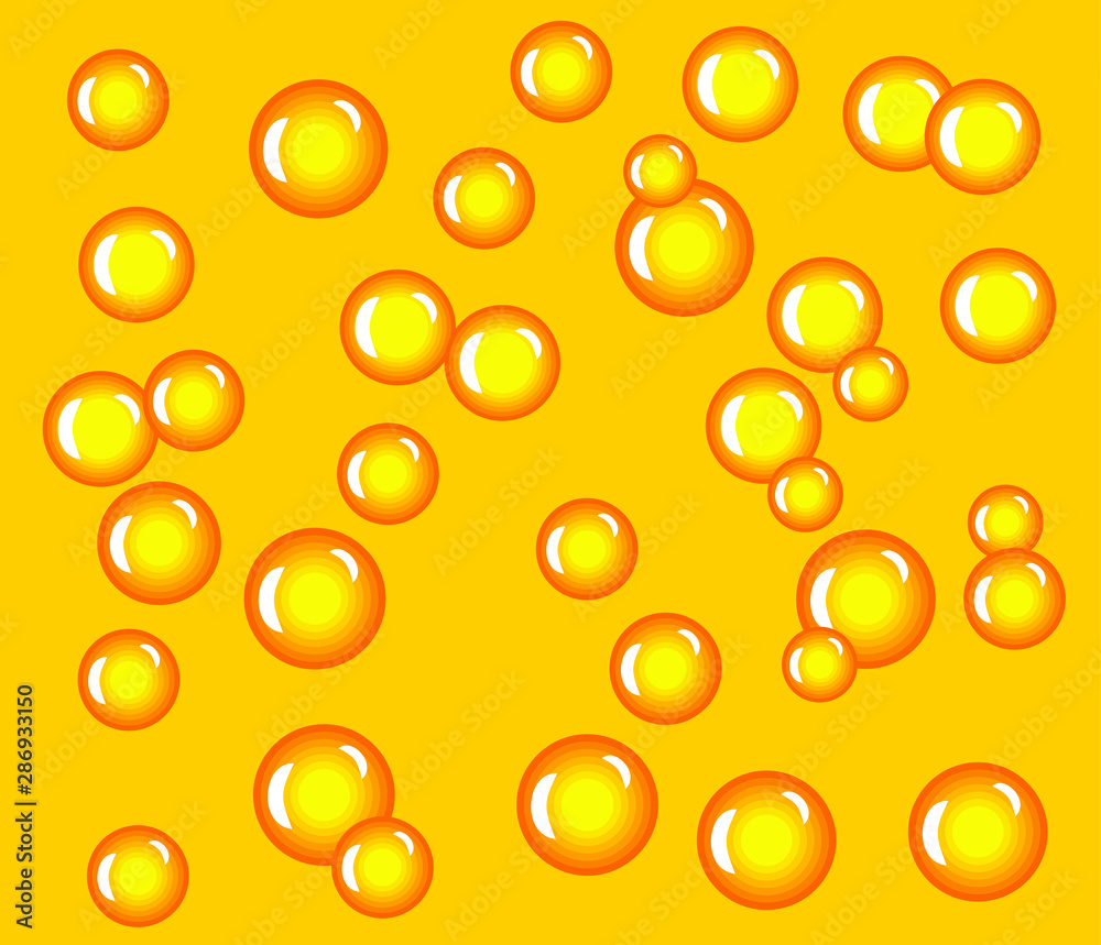 Water drops on a yellow background