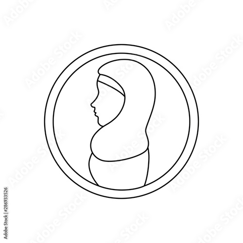 profile of islamic woman with traditional burka in circle