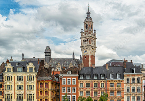 Lille City Centre Square with Belfry in Background - France