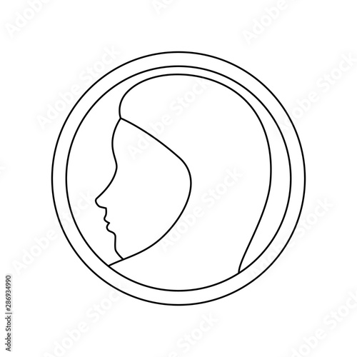 profile of islamic woman with traditional burka in circle