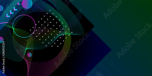 Fototapeta Naklejka Na Ścianę i Meble -  Futuristic dark neon abstraction background cosmos new art 3d starry sky glowing galaxy and planets blue