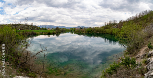 The Gornjepolje Spring (Gornjepoljski Vir) is a huge karst spring in the Central Montenegro close to Nikšić Niksic © Stepo