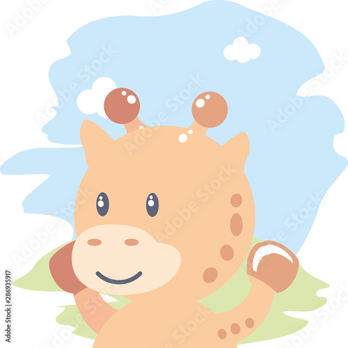 cute giraffe baby animal isolated icon