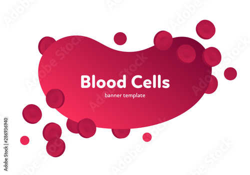 Vector flat blood cell illustration. Red gradient fluid shape with erythrocytes isolated on white background. Design element template for poster, flyer, card, banner, ui, presentation