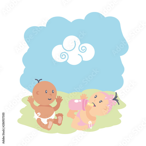 group of cute baby avatar character © djvstock