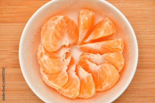 Tangerines served on the table