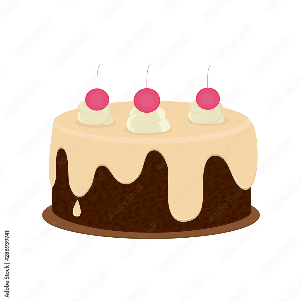 Beautiful cakes icons, isolated on white background. Happy birthday. Cake for birthday celebration with cherry, candles, berry. Beautiful cakes icons, isolated on white background. Happy birthday. Cake for birthday celebration with cherry, candles, berry.
