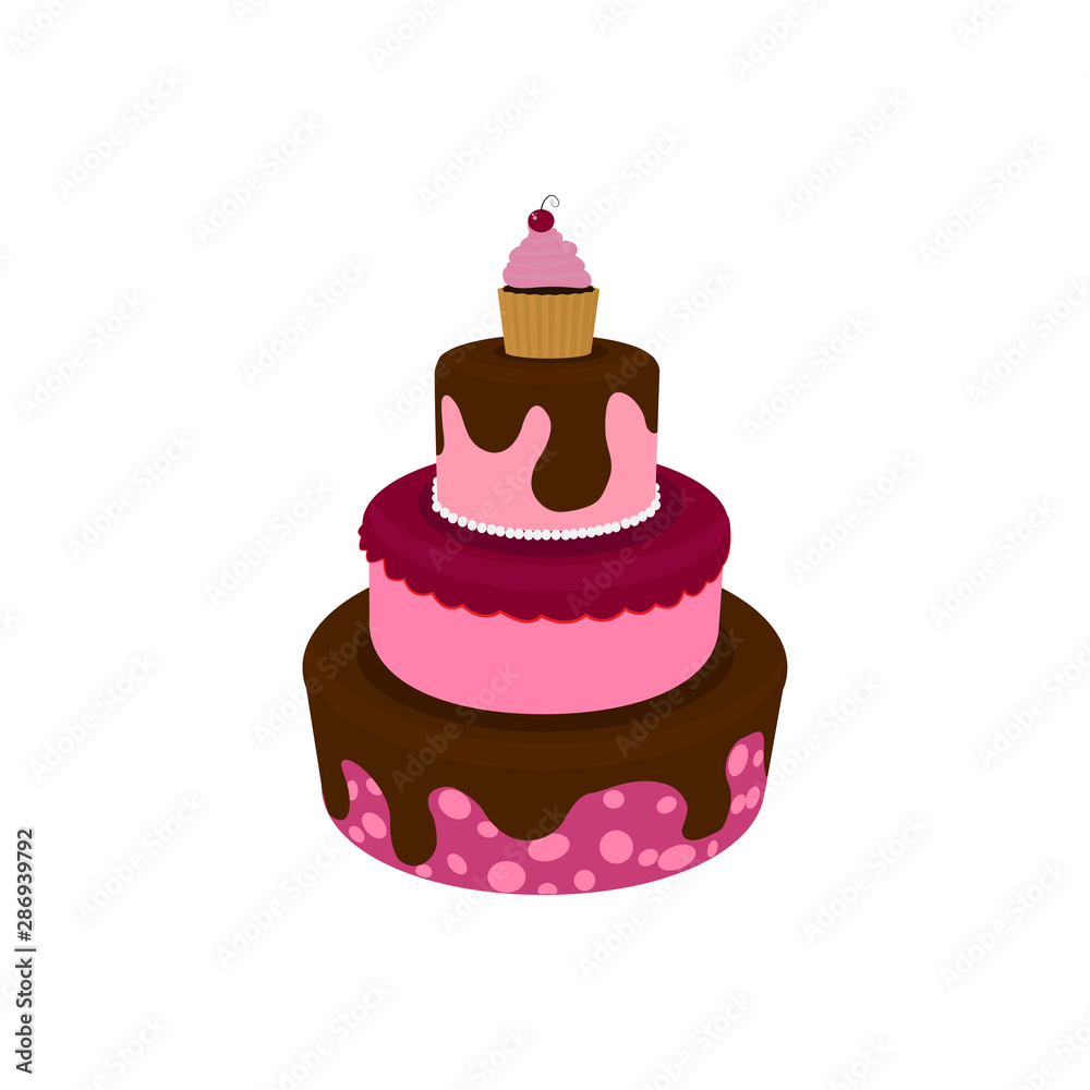 Beautiful cakes icons, isolated on white background. Happy birthday. Cake for birthday celebration with cherry, candles, berry. Beautiful cakes icons, isolated on white background. Happy birthday. Cake for birthday celebration with cherry, candles, berry.