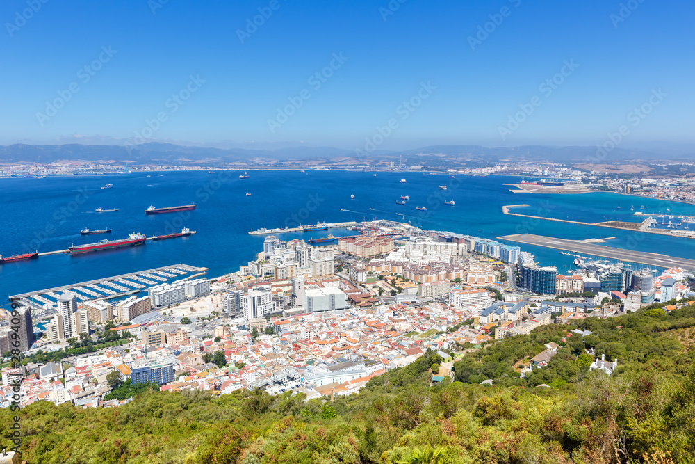 Gibraltar port harbor harbour ships landmark travel traveling town overview
