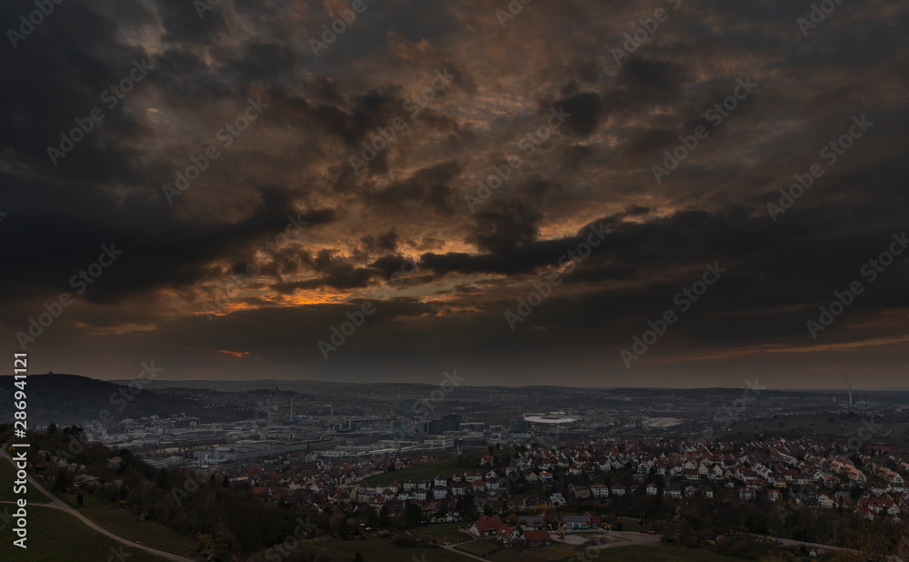 Naklejka premium Dramatic clouds over Stuttgart