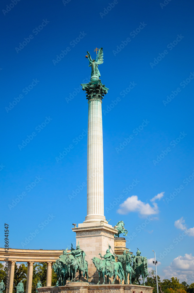 Monument on the Heroes Square in Budapest, Hungary.