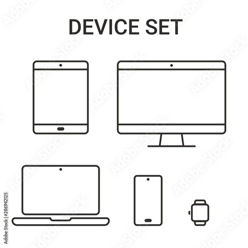 Device Icons smartphone, tablet, laptop and desktop computer