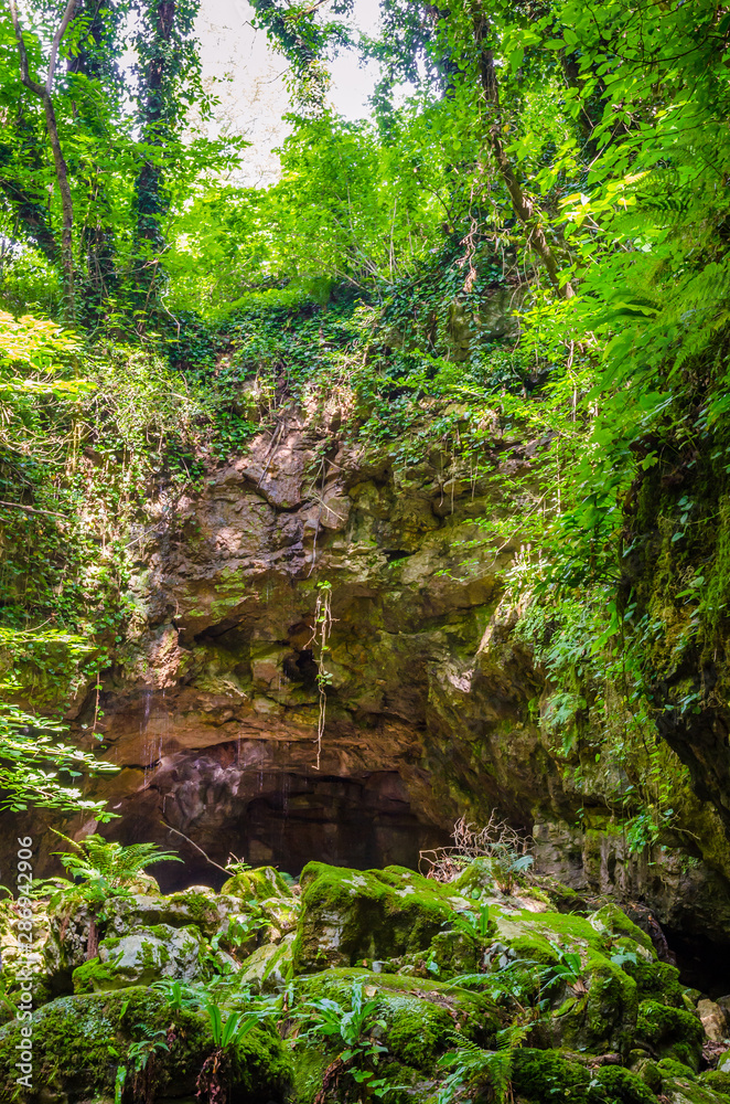 Enter to the Prometheus ( Kumistavi) Cave in the Imereti region, Georgia Enter to the Prometheus ( Kumistavi) Cave in the Imereti region, Georgia