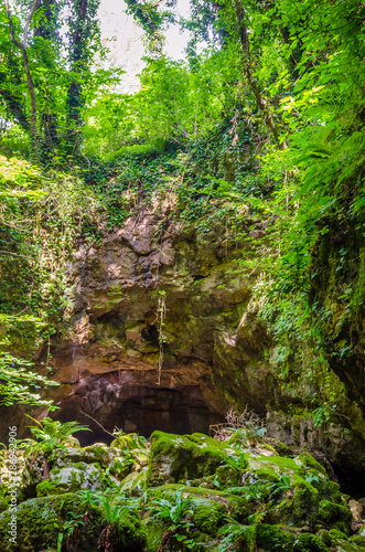 Enter to the Prometheus ( Kumistavi) Cave in the Imereti region, Georgia