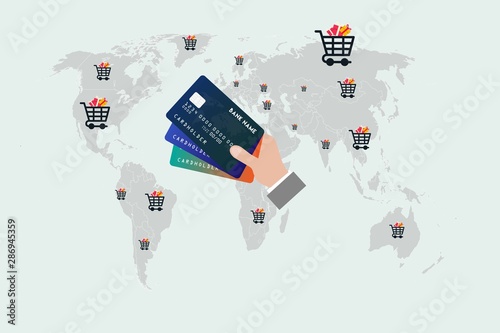 We can shop anywhere in the world with a credit card, vektor work