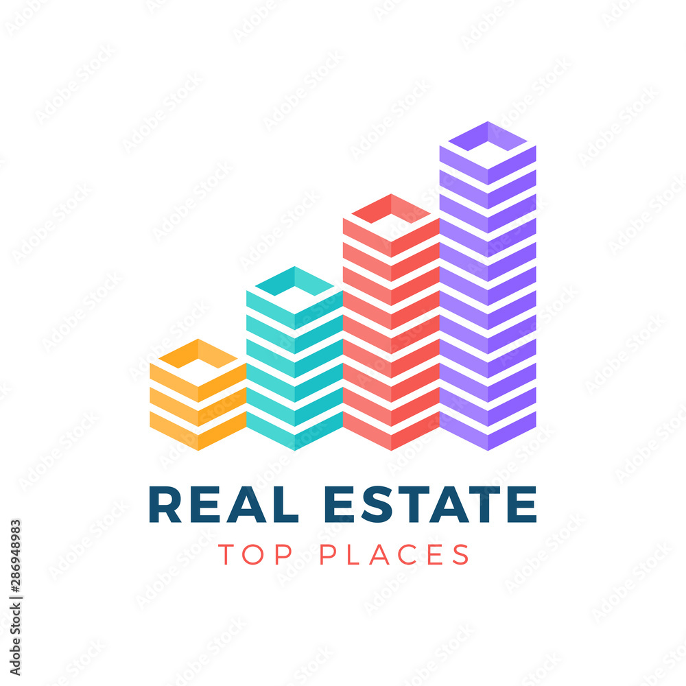 real estate isometric vector business City skyscraper logo. An ideal sign for city or building