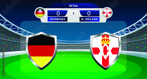 Vector illustration of football match results between Germany and Northern Ireland