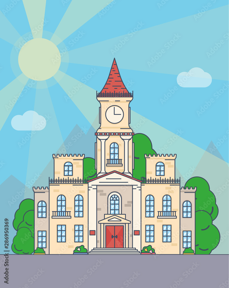 Vector illustration of an old house in daylight