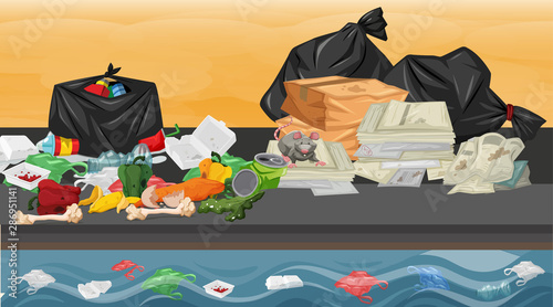 Rubbish in street scene