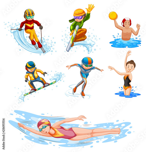 Sporting activity people on white background