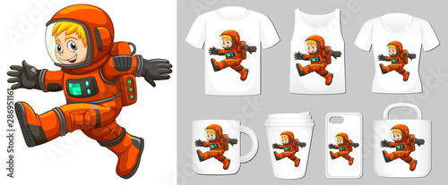Graphic of astronaut on different product templates