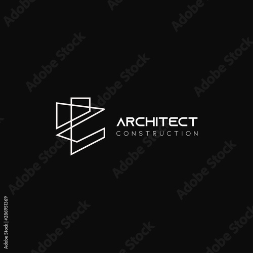 Vector modern minimalistic house design logo for real estate and architecture company. Black and white interior logotype