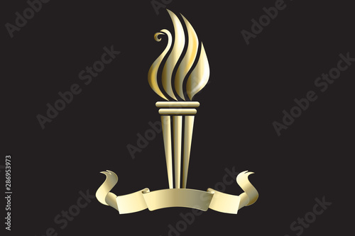 Fire flames gold torch logo vector